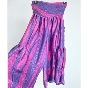 Vtg STYLE UNLIMITED Festival Palazzo Pants S-M Skirt Look Flowy Silk Blend Y2K